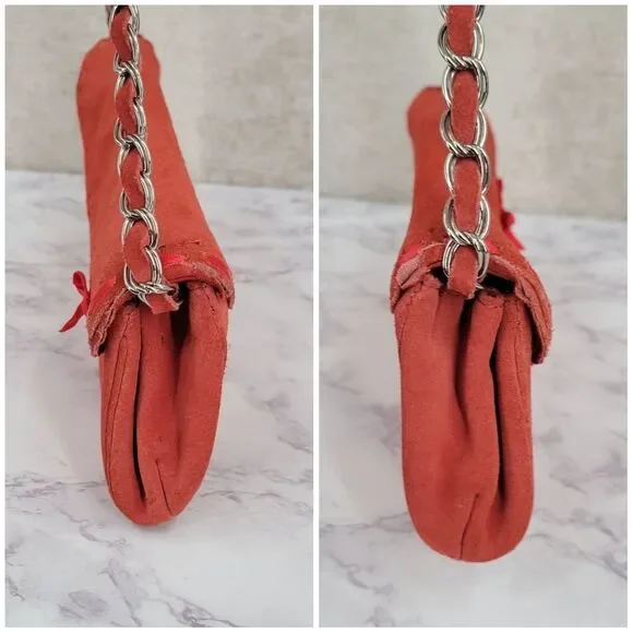 Banana Republic Y2K Red Suede Mini  Shoulder Bag or Clutch - Picture 8 of 13